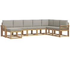 Lauko sofos komplektas su pagalve 8 pcs Balta ir šviesiai pilka