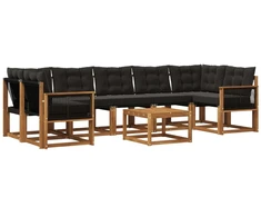 Lauko sofos komplektas su pagalve 8 pcs Natūrali ir juoda