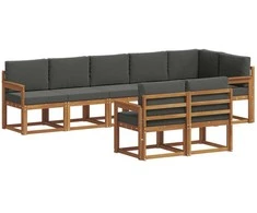 Lauko sofos komplektas su pagalve 8 pcs Natūralus ir antracitas