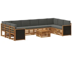 Lauko sofos komplektas su pagalve 8 pcs Natūralus ir antracitas