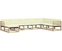 Lauko sofos komplektas su pagalve 8 pcs Balta ir kreminė