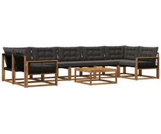 Lauko sofos komplektas su pagalve 8 pcs Natūrali ir juoda