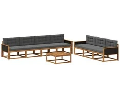 Lauko sofos komplektas su pagalve 8 pcs Natūralus ir antracitas