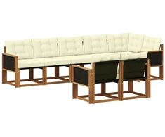 Lauko sofos komplektas su pagalve 8 pcs Natūralus ir grietinėlė