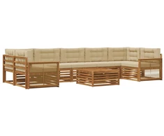 Lauko sofos komplektas su pagalve 8 pcs Natūralus ir bežinis