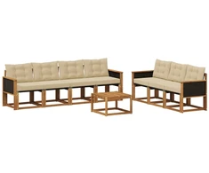 Lauko sofos komplektas su pagalve 8 pcs Natūralus ir bežinis