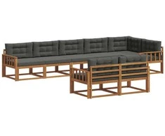 Lauko sofos komplektas su pagalve 8 pcs Natūralus ir antracitas