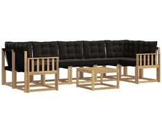 Lauko sofos komplektas su pagalve 8 pcs Balta ir juoda