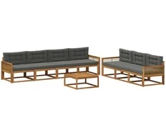 Lauko sofos komplektas su pagalve 8 pcs Natūralus ir antracitas
