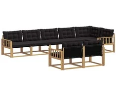 Lauko sofos komplektas su pagalve 8 pcs Balta ir juoda