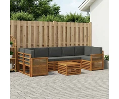 Lauko sofos komplektas su pagalve 8 pcs Natūralus ir antracitas