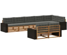 Lauko sofos komplektas su pagalve 8 pcs Natūralus ir antracitas