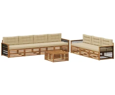 Lauko sofos komplektas su pagalve 8 pcs Natūralus ir bežinis