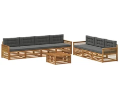 Lauko sofos komplektas su pagalve 8 pcs Natūralus ir antracitas