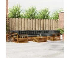 Lauko sofos komplektas su pagalve 8 pcs Natūralus ir antracitas