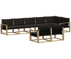 Lauko sofos komplektas su pagalve 8 pcs Balta ir juoda