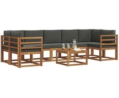 Lauko sofos komplektas su pagalve 8 pcs Natūralus ir antracitas