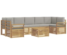 Lauko sofos komplektas su pagalve 8 pcs Balta ir šviesiai pilka