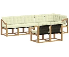 Lauko sofos komplektas su pagalve 8 pcs Balta ir kreminė