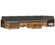 Lauko sofos komplektas su pagalve 8 pcs Natūralus ir antracitas