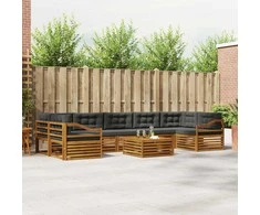 Lauko sofos komplektas su pagalve 8 pcs Natūralus ir antracitas