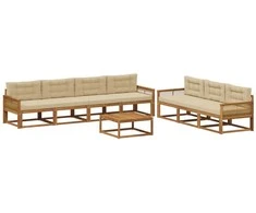 Lauko sofos komplektas su pagalve 8 pcs Natūralus ir bežinis