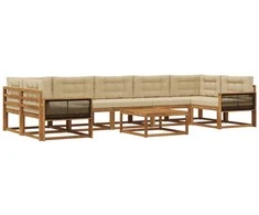 Lauko sofos komplektas 8 pcs Natūralus ir bežinis
