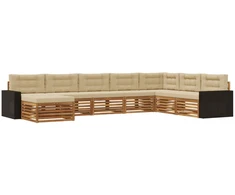 Lauko sofos komplektas su pagalve 8 pcs Natūralus ir bežinis