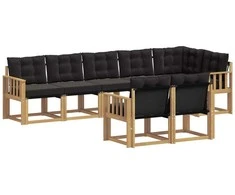 Lauko sofos komplektas su pagalve 8 pcs Balta ir juoda
