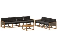 Lauko sofos komplektas su pagalve 8 pcs Natūrali ir juoda