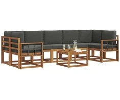 Lauko sofos komplektas su pagalve 8 pcs Natūralus ir antracitas