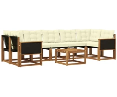 Lauko sofos komplektas su pagalve 8 pcs Natūralus ir grietinėlė
