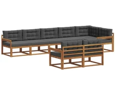 Lauko sofos komplektas su pagalve 8 pcs Natūralus ir antracitas
