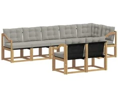 Lauko sofos komplektas su pagalve 8 pcs Balta ir šviesiai pilka