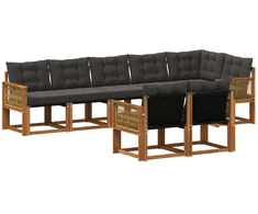 Lauko sofos komplektas su pagalve 8 pcs Natūrali ir juoda