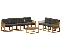 Lauko sofos komplektas su pagalve 8 pcs Natūrali ir juoda