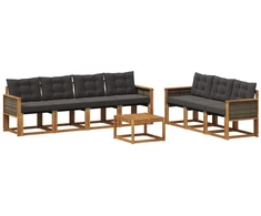 Lauko sofos komplektas su pagalve 8 pcs Natūrali ir juoda