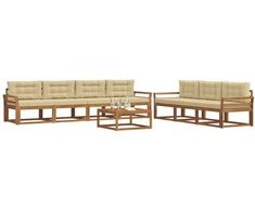 Lauko sofos komplektas su pagalve 8 pcs Natūralus ir bežinis