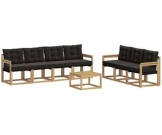 Lauko sofos komplektas su pagalve 8 pcs Balta ir juoda