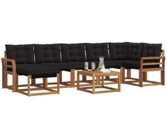 Lauko sofos komplektas su pagalve 8 pcs Natūrali ir juoda