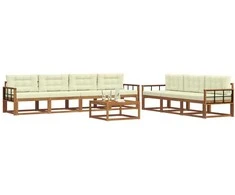 Lauko sofos komplektas su pagalve 8 pcs Natūralus ir grietinėlė