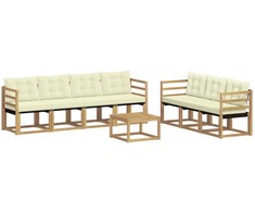 Lauko sofos komplektas su pagalve 8 pcs Balta ir kreminė