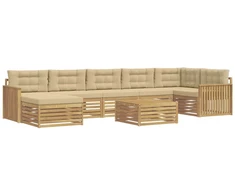Lauko sofos komplektas su pagalve 8 pcs Balta ir kreminė