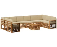 Lauko sofos komplektas su pagalve 8 pcs Natūrali