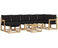 Lauko sofos komplektas su pagalve 8 pcs Balta ir juoda