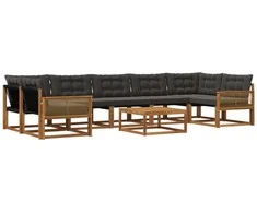 Lauko sofos komplektas su pagalve 8 pcs Natūrali ir juoda