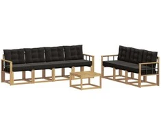 Lauko sofos komplektas su pagalve 8 pcs Balta ir juoda