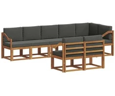 Lauko sofos komplektas su pagalve 8 pcs Natūralus ir antracitas