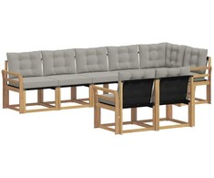 Lauko sofos komplektas su pagalve 8 pcs Balta ir šviesiai pilka