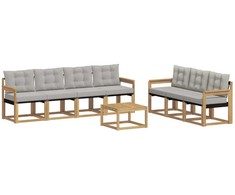 Lauko sofos komplektas su pagalve 8 pcs Balta ir šviesiai pilka